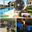 Outdoor Fans for Patios,Cordless Outdoor Fan with Light and Remote,Pedestal to Tabletop & Hanging,Battery Operated Rechargeable Fan,12" Oscillating Fan For Quiet,8 Speeds,Timer,Gazebo,Deck,Porch,Brown