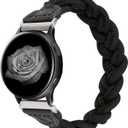 Wearlizer Stretchy Bands Compatible with Samsung Galaxy Watch 7/6/5/4 40mm 44mm/Watch 6 Classic 43mm 47mm/Watch 5 Pro 45mm/Watch 4 Classic 42mm 46mm/Watch 3 41mm/Active 2, 20mm Braided Band Women (Medium, Black)