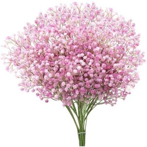 Babys Breath Aitificial Flowers 10 pcs 40 Branches Pink Fake Baby Breath Flowers Artificial Bulk Gypsophila Bouquets Real Touch Faux Flowers for Wedding Floral Arrangement Party Home decoration