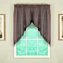 3 x Today's Curtain, Silhouette Stripe Sheer Swag 38", Chocolate, 60" W x 38" L