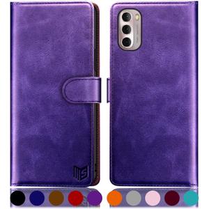 SUANPOT for Moto G Stylus 2022 4G Wallet case RFID Blocking Credit Card Holder, Flip Folio Book PU Leather Phone case Shockproof Cover Women Men for Stylus 2022 4G case (Purple)