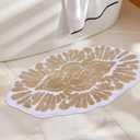 Zeeinx Boho Bathroom Rugs Non Slip Absorbent Bath Mats Riviera Bathroom Rugs Machine Washable Rug for Bathtub Shower Entrance,Beige,20 * 32