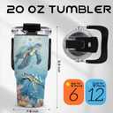 20oz Turtle Tumblers - Sea Turtle Tumbler with Straw Handle, Leak-proof, BPA-free, Double Wall Insulated, Turtles Gifts for Cat Lover, Insulated Coffee Tumbler Ocean Stainless Steel Cup for Kids