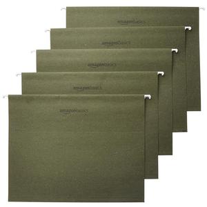Amazon Basics Hanging File Folders with Adjustable Tabs, Sturdy Expandable Document Organizer, Letter Size 8.5x11 inch, Green, 25-Pack