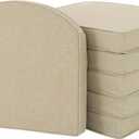 Outdoor Chair Cushions, Fade-Resistant & Water-Resistant, D Shaped Patio Furniture Seat Chair Pads Replacement with Ties, Non-Slip Bottom, Removable Cover, Set of 6, 18.5 x 16 Inch, Natural