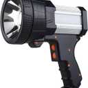 YIERBLUE Rechargeable Spotlight, Super Bright 1000000 High Lumen LED Handheld Spotlight Long Lasting Large Flashlight Searchlight and Flood Camping Flashlight with Foldable Tripod (Silver)