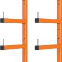 2-Pack Lumber Storage Rack, Wood Storage Racks Wall Mount, Heavy Duty Garage Wood Organizer With 4-Level System, Orange Utility Rack Organization Up 800 Lbs, Metal Lumber Shelf for Indoor and Outdoor