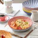Selamica Ceramic Pasta Bowls Set 34 OZ, Large Salad & Dinner Bowls 8.6 Inch, Wide Shallow & Deep Plates for Pasta Soup, Microwave & Dishwasher Safe, Set of 6, Assorted Colors