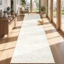 Runner Rug 2x8 Boho Geometric Area Rugs: Washable Kitchen Rug, Soft Non Slip Moroccan Long Hallway Rugs for Bedroom Bathroom Laundry Entryway Staircase Foyer(Beige,2X8)