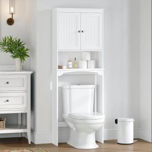 Spirich Over The Toilet Storage Cabinet, Bathroom Shelf Over Toilet, Bathroom Storage Cabinet Organizer, White, 24.8" X 9" X 66"