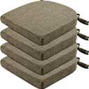 Wellsin Chair Cushions for Dining Chairs 4 Pack - Kitchen Chair Cushions with Ties and Non-Slip Backing - Dining Chair Pads 16"X16"X2", Khaki