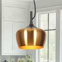 KSANA Pendant Lights Kitchen Island, 7'' Modern Imitation Electroplated Copper and Black Kitchen Pendant Lighting Light Fixtures Over Island with Dome Metal Shade (Interior in Spray Gold)