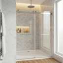 Frameless Shower Door, 5660" W x 76" H, Double Sliding Glass Door for Walk-in Shower Enclosure, Brushed Nickel Stainless Steel Components, 5/16" (8mm) Tempered Glass with Towel Bar