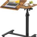 Overbed Tables, Hospital Table, Adjustable Height Protable Standing Rolling Desk, C-Shaped Bed Table for Livingroom and Bedroom, Brown, 22.4" x 15.9" x 22.8"