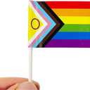 2 x stidsds 100 Pcs Pride Rainbow Flag New Intersex Progress Toothpick Flags Mini Small Gay LGBTQ Cupcake Toppers Stick Flags Banner Rainbow Party Cocktail Fruit Decoration