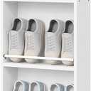 YATINEY Tall Narrow Shoe Rack, Vertical Behind Door Shoe Organizer, White | Wooden Skinny Shoe Shelf with Open Storage for Small Spaces, 6-tier Shoe Storage for Standing Shoes, Space Saving