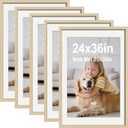 24x36 Poster Frame 5 Pack, Oak Wood with Plexiglass, 20x30 Mat