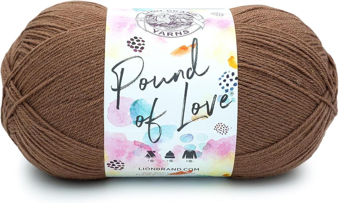 Lion Brand Yarn Pound of Love, Large Value Yarn for Knitting, Crochet, and Crafts, Mocha, 1 Pack