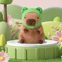 Cute Capybara Plush Soft Capybara Stuffed Animal with Frog Hat Kawaii Capybara Plush Toys Stuffed Capybara Doll Pillow Birthday Gifts Kids Girls Boys 12 inch