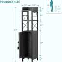 VECELO Small Bathroom Storage Cabinet, Slim Toilet Paper Holder with Shelves & Metal Racks, Organizer Cabinet for Narrow Spaces, Iron Gray, Farmhouse Style