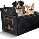 Large Dog Car Seat for Medium Sized Dog or 2 Small Dogs. Waterproof, Mesh Sides with Supporting Rods, Dual Seat Belt, Enclosed, Foldable & Hard Bottom Pet Car Seat. Pet Travel Bed 29.5"X19.7"X19.7"