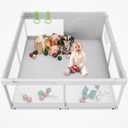 Fodoss Baby Playpen, 47x47 in Small Play Pen,Toddler Playpen for Apartment,Play Yard,Activity Fence, Extra Large Baby Playard (Light Grey)