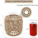 RTNLIT Handmade Woven Lampshade Replacement 7.08" D7.48" H, Retro Boho Rattan Lamp Shade for Table Floor Pendant Light, Small Natural Wicker Lampshade for Home Decor