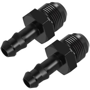 8AN Male Flare to 3/8" Hose Barb Straight Adapter Fuel Hose Fittings AN8-3/8" Aluminum Black, 2 Pcs