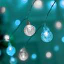 Globe Ball String Lights 50 LED Battery Powered 16.5 FT for Indoor/Outdoor Decoration Commercial Christmas Tree Decorative Fairy Light, Bedroom, Patio (White+Bule)