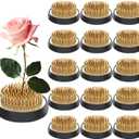 Sliner 16 Pieces Floral Frogs 1.57 Inch Round Brass Flower Holder Japanese Ikebana Vase Kenzan Flower Flower Arranger Flower Fixed Tools Pin for Flower Arrangement Home DIY Craft (Gold)