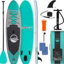 SereneLife Inflatable Stand Up Paddle Board with Premium SUP Accessories  Wide Stable Design with Non-Slip EVA Deck Pad for Adults and Youth of All Skill Levels (Aqua)