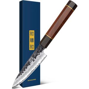 HOSHANHO Paring Knife 3.75 Inch Peeling knife, Razor Sharp Japanese High Carbon Steel Small Kitchen Knife, Hand Forged Fruit Knives for Peeling & Coring with Ergonomic Handle