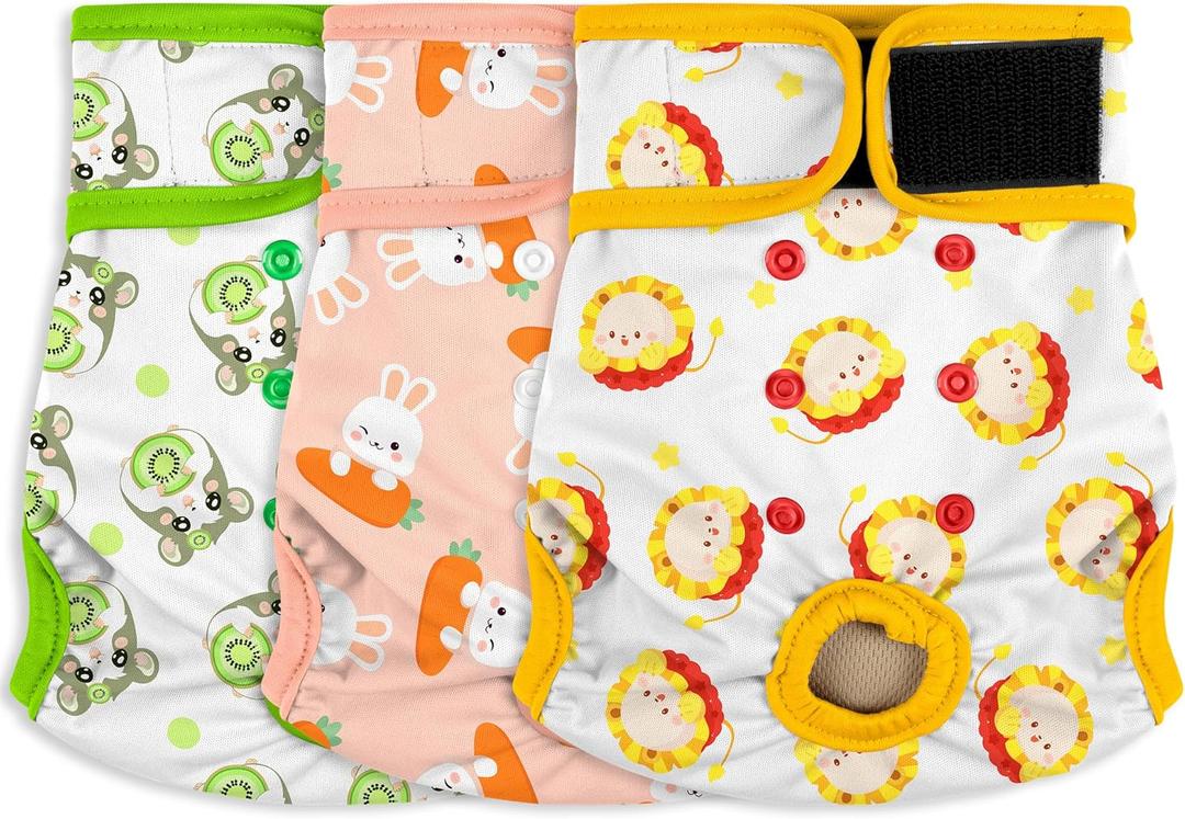 Female Dog Diapers - Premium Reusable Diapers for Doggie in Heat - Highly Absorbent for Pet Incontinence with Adjustable Snaps Rabbit, L