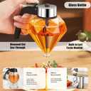 Honey/Syrup Dispenser -Premium No Drip Design, Elegant Diamond Shape with STAINLESS STEEL TOP,Clear Glass Honey Container8oz