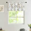 LEEVA Windows Kitchen Valances for Dining Room, Applique Embroidery Floral Pattern Vivid Small Window Curtains for Bedroom Door Head, 52x18, Blue Birds
