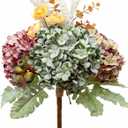 Hydrangea Artificial Flowers Bouquet, Pre-Arranged Fake Flowers Bouquet with Ranunculus, Eucalyptus, Pampas, Real Touch Silk Flowers for Centerpiece Shelf Table Wedding Home Decor