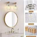 Farmhouse Vanity Light for Bathroom, 2-Light White Wood Bathroom Vanity Light Fixtures Over Mirror, Rustic Sconces Wall Lighting with Metal Lampshade for Living Room, Bedroom, Hallway