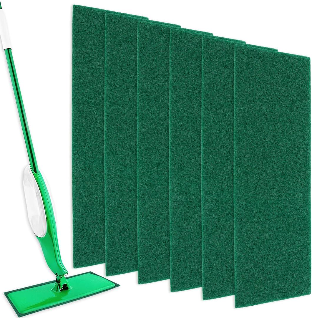 KEEPOW Scrub Mop Pads Replacement Compatible with Libman Freedom Spray Mop, Mop Scrubber Attachment for Floor Cleaning, Fit for Rubbermaid and Turbo & Other 18 Inch Microfiber Mops (Dark Green, 6 Pack)