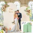 Tao-Ge Boho Arch Backdrop Cover Set of 2 - 7.2FT & 6FT Wedding Arch Covers - Double-Color Sage Green & Beige - Spandex Fitted Fabric - Stretchy Backdrop for Party, Baby Shower, Birthday Decoration