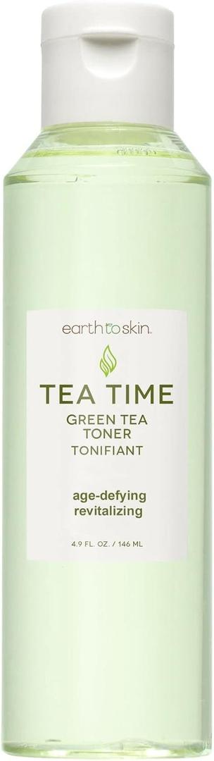 Earth To Skin Tea Time Green Tea Anti-Aging Face Toner, Natural Nourishment, Purify & Cleanse Facial Toner for All Skin Types (4.9 Fl Oz)