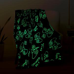 Wesan Gaming Gamer Glow in The Dark Blanket Boys Kids Teens Birthday Christmas Easter Age 1 to 13 Video Game Toys Fun Fluffy Plush Throw 50"x60"