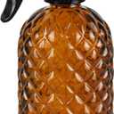 12Oz Glass Plant Spray Bottle, Gem Pattern Glass Sprayer, Watering Can with Black Plastic Top Pump, Handheld Watering Can for Indoor Outdoor Potted Plants and Greenery (Amber)