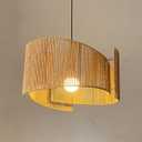 Beige Boho Handwoven Chandelier Pendant Light - Natural Rattan Ceiling Fixture for Dining Room Bedroom Garden - Adjustable Height E26/E27 Compatible(Hemp Rope)