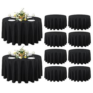 sancua 10 Pack Round Tablecloth Black 90 Inch - Stain and Wrinkle Resistant Table Cloth, Washable Polyester Table Cover for Dining Tables, Buffet Parties and Camping