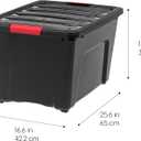 IRIS USA 72 QT Plastic Storage Box with Lid and Latches - 4 Pack - BPA-Free, Garage Organizing Solution, Durable Nestable Stackable Containers, Secure Pull Handle - Black
