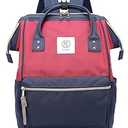 Kah&Kee Polyester Travel Backpack Functional Anti-theft School Laptop for Women Men (Bordeaux/ Navy II, Medium)