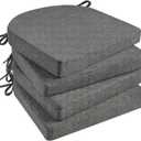 Basic Beyond Chair Cushions for Dining Chairs 4 Pack, Kitchen Chair Cushions with Ties and Non Slip Backing, 16 x 16 inches Chair Pads for Dining Chairs (Dark Grey)
