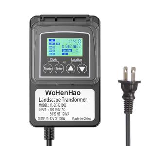Wohenhao 100W Low Voltage Lighting Transformer for 12V DC Output Low Voltage Landscape Lights, 100-240V AC to 12V DC Output Landscape Lights Transformer, with Astronomic Timer