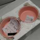 Elevated Ceramic Dog Bowl Set - Raised Dog Bowls with Non-Slip Bamboo Stand - Dog Food and Water Bowl Set - Double Dog Feeding Bowls - Suitable for Small and Medium Dogs - 28.74 OZ - 3.6 CUPS - 850 ML (Pink)