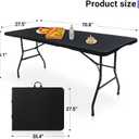 Folding Table 6ft, Heavy Duty Plastic Fold-in-Half Utility Table, Black